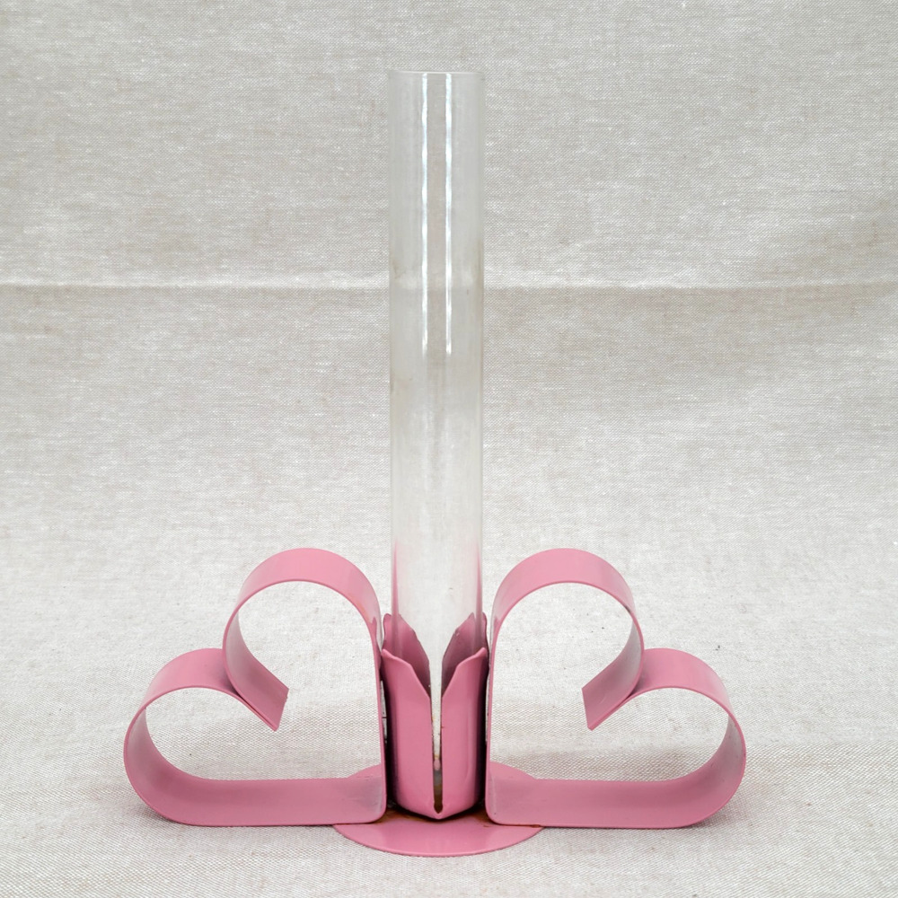 VTG 80s Pink Metal Heart Bud Vase Test Tube Propagation Retro Decor